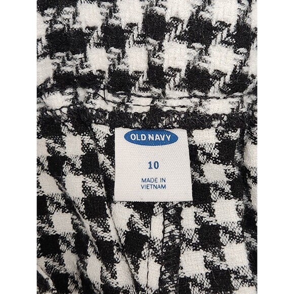 Old Navy Pants Women's 10 Black White Houndstooth Pull On Ankle Straight Stretch - Picture 3 of 4